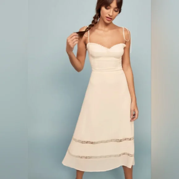 Reformation Ronan Midi Dress Ivory - Picture 3 of 6